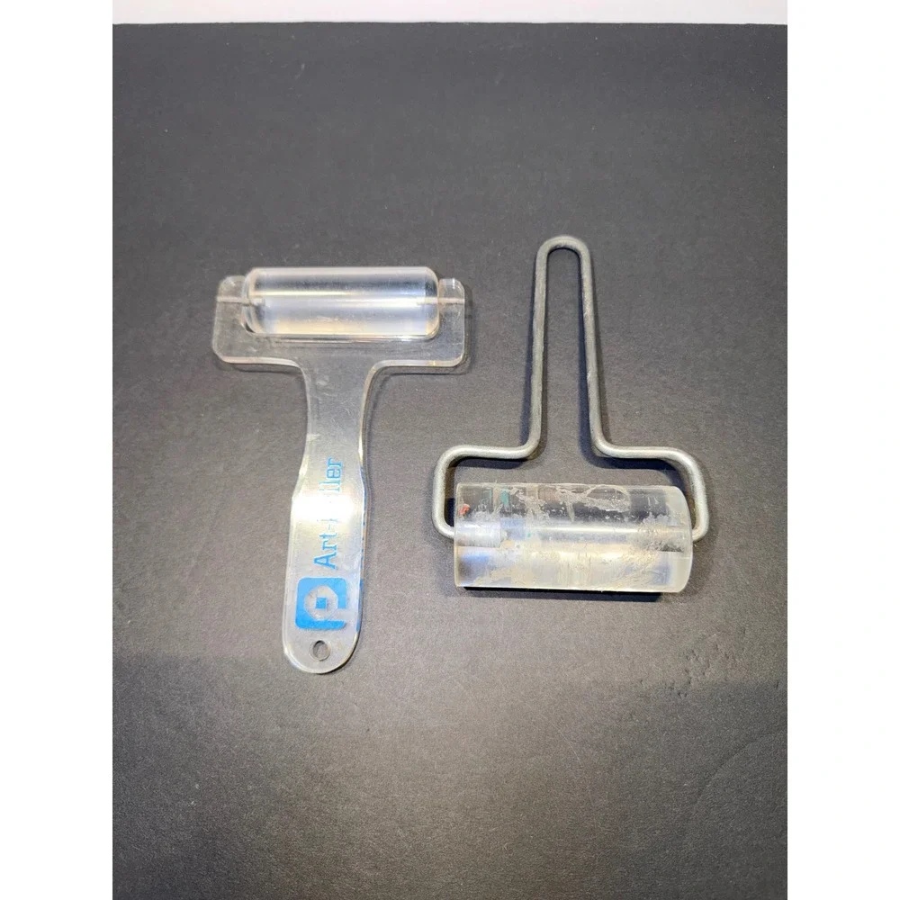 Art-Roller Acrylic Brayer and Metal Wire Handle Craft Roller Set 2pc Clear